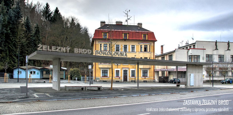 Návrh autobusové zastávky zpracovávaný v rámci praxe v JPA.